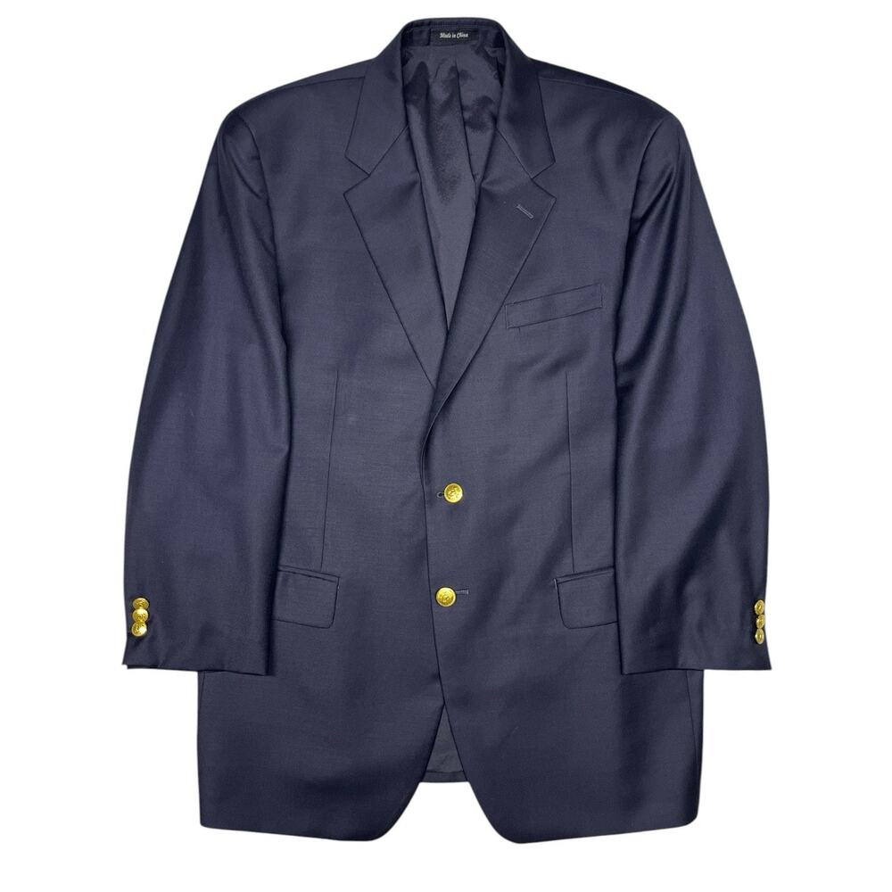 Lauren Ralph Lauren Blazer Mens 42R Wool Navy Blue Jacket Gold Crest Buttons